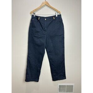 St. John Sport By Marie Gray Dark Wash Jeans Stretch Gold Accents Size 14